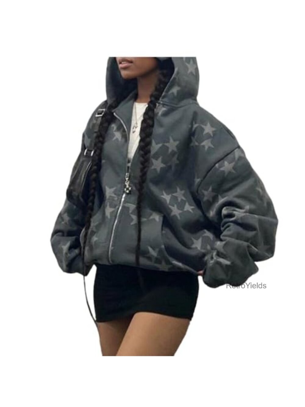 Oversized Zip Up Hoodie Y2k Grunge Aesthetic Jacket Women Long Sleeve Streetwear